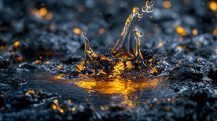 Poster - Liquid coating glows softly as it dries artistic setting close-up view nature's beauty abstract concept