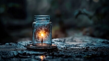 Poster - Candle illuminating memories enchanted forest photography magical atmosphere close-up anchored moments