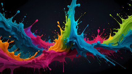 Wall Mural - a vibrant, flat abstract background featuring a neon paint splash theme.