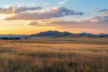  Golden sky just before sunset with a warm, inviting glow across the horizon