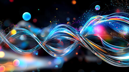 Poster - Dynamic colorful waves representing energy flow abstract digital art studio lighting modern aesthetic
