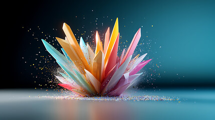 Poster - Explosive colorful crystal formation studio environment digital art vibrant display close-up creative concept