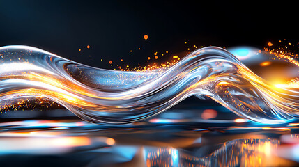 Poster - Dynamic flow of light and water abstract environment digital art vibrant colors close-up fluid motion