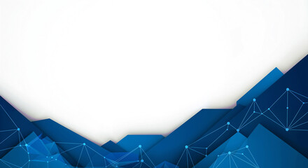 Poster -  abstract hi-tech background with blue geometric tech shapes and lines with empty space for text. Generative AI