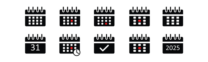 Poster - Calendar Icon collection. Set of calendar symbols. Date time month planner organizer symbol vector illustration. Time management .Appointment schedule flat icon 