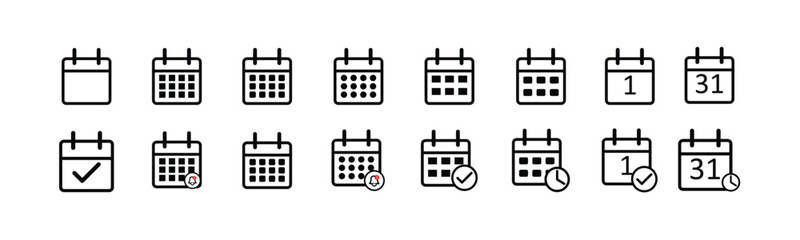Poster - Calendar Icon collection. Set of calendar symbols. Date time month planner organizer symbol vector illustration. Time management .Appointment schedule flat icon 