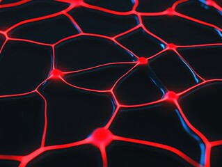 Poster - Pattern of glowing holographic nodes, neon circuits, and interconnected AI brain-inspired grids