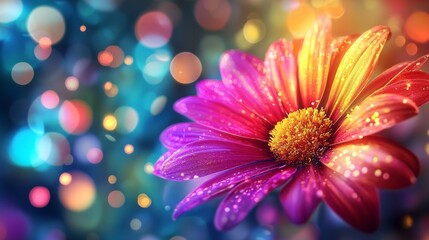Poster - A flower with a yellow center and pink petals