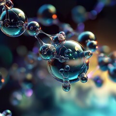Wall Mural - microscopic molecular structure: an abstract 3d rendering