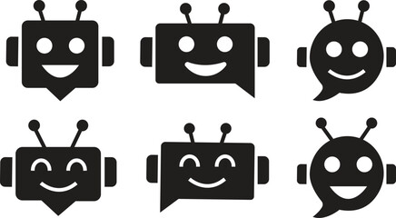 Aufkleber - chatbot flat icons set. robot assistant signs. assistant ai message service. robot head in speech bu