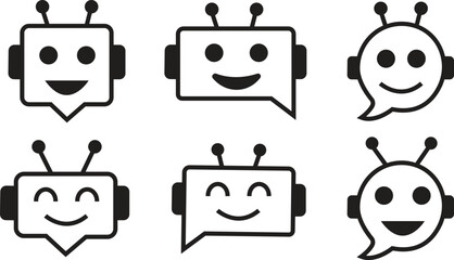 Aufkleber - chatbot icons set. robot assistant signs. assistant ai message service. robot head in speech bubbles