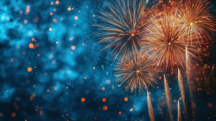 Festive Fireworks Display Against A Night Sky