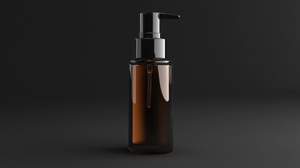 Poster - A 3D model of a cosmetic airless pump bottle, designed for skincare products like moisturizers, serums, and body oils, with a modern pump cap and realistic detailing.