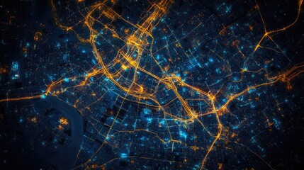 Poster - A digital network map over Bangkok city, showcasing 5G connectivity and wireless data flow, illustrating the integration of smart city technology.