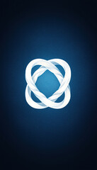 Poster - glowing white unity knot on textured blue background, symbolizing connection and harmony. design features smooth curves and modern aesthetic, evoking sense of tranquility