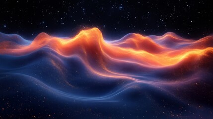 Wall Mural - Abstract glowing landscape with stars, cosmic and