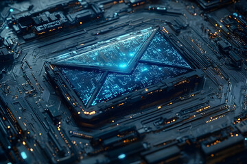 Poster - Digital email message embedded in a circuit board.