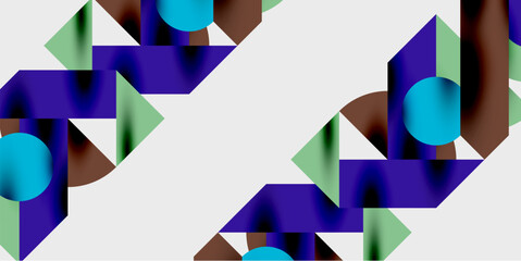 Poster - Modern abstract background featuring circles, lines, and triangles in a dynamic geometric composition. Perfect for stylish, tech, or creative-themed designs