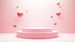 © Nguyen - Romantic Pink Pedestal with Floating Hearts Valentine's Day Background