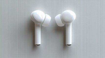 Aufkleber - High-resolution image of white wireless earphones designed for use with smartphones, isolated on a transparent background. Perfect for electronic product promotions.