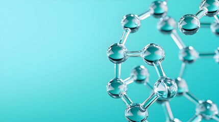Poster - Clear Glass Molecular Structure on Mint Green Background