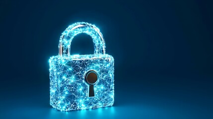Poster - Futuristic glowing lock symbolizing security and digital protection