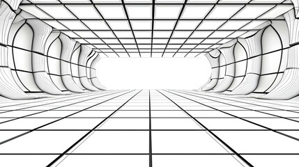Poster - Modern Abstract Space with Black and White Grid Patterns