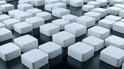 Poster - Abstract Background of White 3D Cubes on Dark Surface for Design Use