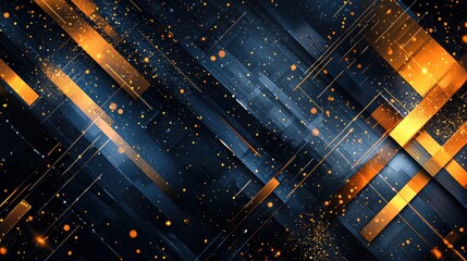 Elegant starry pattern with golden and blue bokeh on deep blue