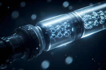 Poster - Futuristic glass tube with glowing particles.