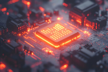 Poster - Glowing CPU on circuit board.