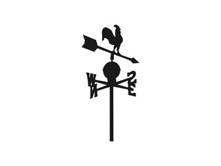 rooster weather vane silhouette. rooster weather vane on white background. weather vane silhouette. 