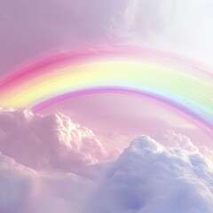 Wall Mural - Rainbow appears after rainstorm in serene sky nature photography dreamy atmosphere aerial perspective