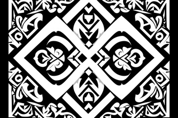 Poster - A tribal-inspired geometric pattern in black and white.