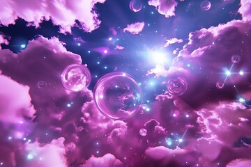 Poster - A surreal sky with multiple moons glowing in soft lavender tones