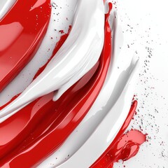 Poster - Dynamic red and white abstract swirl design graphic art digital background modern aesthetic close-up view visual concept