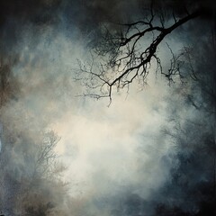 Canvas Print - Moody Winter Landscape: Foggy Forest and Bare Trees