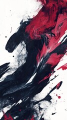 Wall Mural - Crimson and Obsidian Dance: An Abstract Expressionist Masterpiece