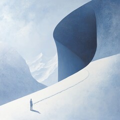 Canvas Print - Snowy Mountain Path: A Journey of Solitude