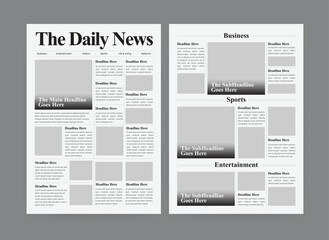the daily news design, daily newspaper, online newspaper template, newspaper with text and picture p
