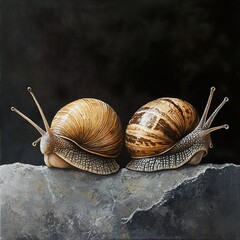 Poster - Two Snails on a Rock: A Stunning Close-up