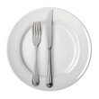 © Photo Find - White plate with fork and knife isolated on transparent background