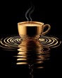 © ntpscl - Liquid Ripples from a Golden Coffee Cup Dark Background Visual Art Calm Atmosphere Close-Up Sound Waves Concept