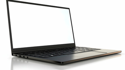 Poster - Modern black laptop with blank screen, isolated on white background.