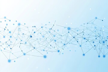 Poster - Abstract Network Connection: Digital Nodes and Links in a Blue Hue