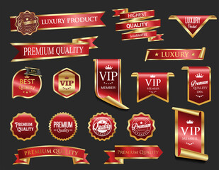 Wall Mural - golden luxury badges and labels premium quality certificate ribbon stock illustration