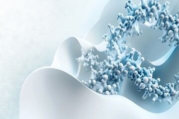 Poster - Abstract 3D Render of Molecular Structures in a White and Blue Color Palette