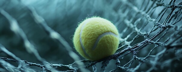 Wall Mural - Tennis Ball Hitting the Net During Service 