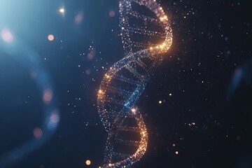 Poster - Abstract DNA Double Helix Structure: Glowing Particle Representation