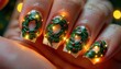 © Mityarko - Festive Wreath Nails with Christmas Lights